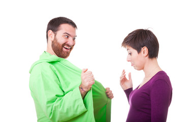 Woman Looking to Her Boyfriend Nude After Shower