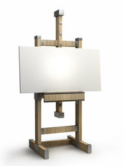 wooden easel with blank canvas isolated