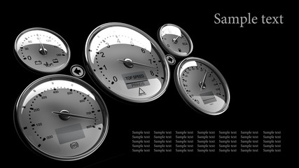 Naklejka premium Dashboard detail 3d on black