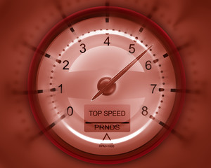 Tachometer red 3D render ( high resolution )