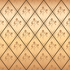 beige seamless horizontal  floral pattern with gradient - vector