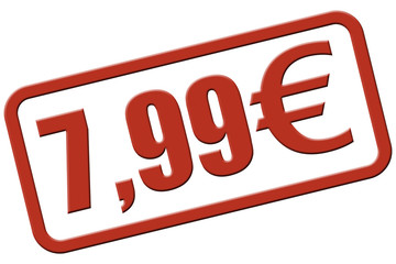 Stempel rot rel 7,99 EURO