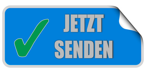 CB-Sticker blau eckig curl oben JETZT SENDEN