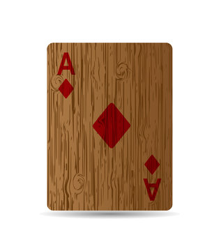 The diamonds card on wooden background.
