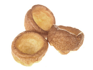 Traditional British Yorkshire Puddings Against White