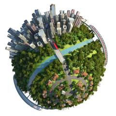 Suburbs and city globe concept