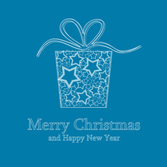 Christmas card with gift box made of stars