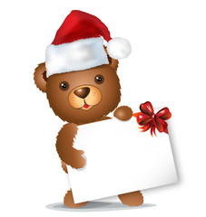 christmas bear with card standing