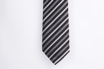 Biało-czarny krawat w paski na białym tle - obrazy, fototapety, plakaty