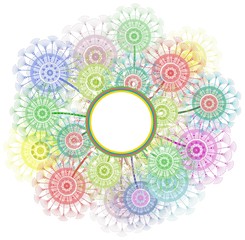 Background with abstract color dandelions. Vector illustration