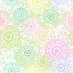 Seamless abstract flower pattern with dandelion. Vector