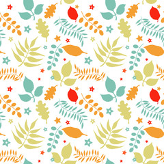 Colorful floral seamless pattern decorative leaves