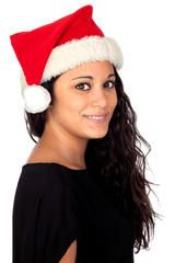 Attractive woman with Christmas hat