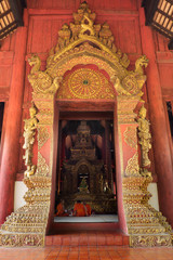 Thai Northern Gold Art of Arched entrance door