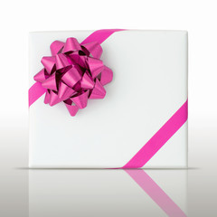 Pink star and Oblique line ribbon on White paper box