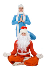 Santa Claus and the Snow Maiden of yoga