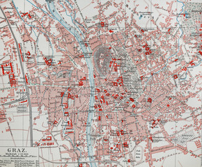 Vintage map of Graz