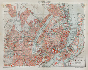 Naklejka premium Vintage map of Copenhagen