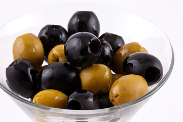 Olives in  wine glass