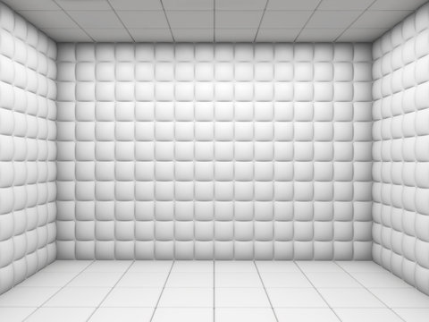 White empty padded room