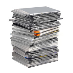 Dvd disks column isolated on white background