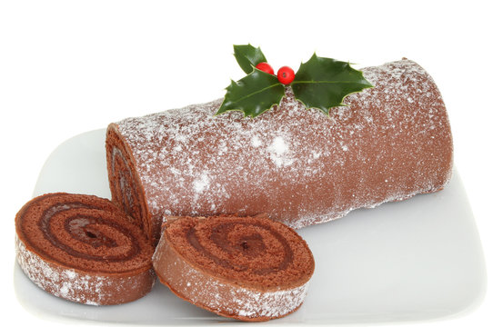 Chocolate log closeup