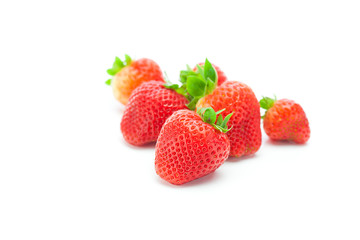 big juicy red ripe strawberries  isolated on white