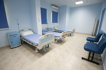Beds in a hospital ward