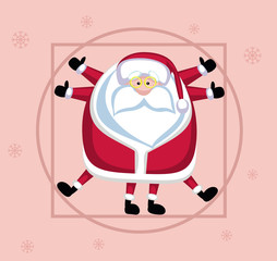 Santa Claus posed like Leonardo's Vitruvian Man