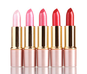 beautiful lipsticks isolated on white