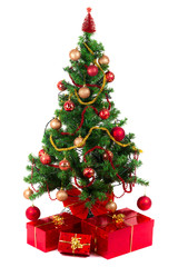 Beautiful Christmas tree with present and decorations
