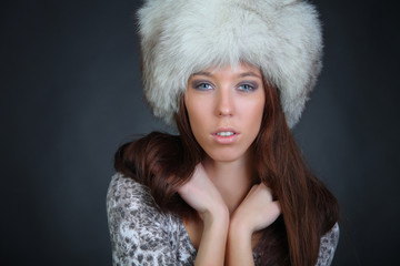 Girl in a fur hat