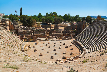 Ancient amphitheater in Myra, Turkey
