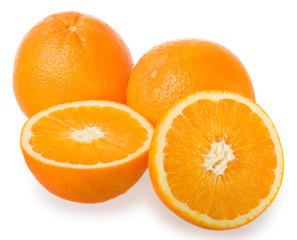 Whole and sliced oranges