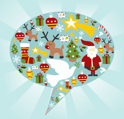 Obraz na płótnie Canvas Christmas icon set in speech bubble shape