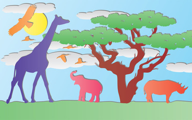 vector papier dieren in afrika