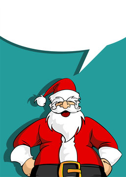 Santa greeting card with blank social bubble