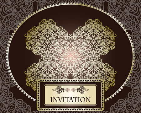 vector invitation template on seamless pattern