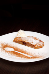 apple strudel with vanilla ice cream