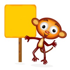 Fototapeta premium monkey con cartello