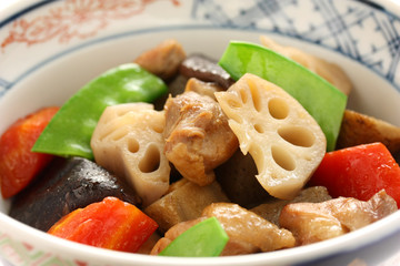 chikuzenni, japanese cuisine, chicken and vegetables stew