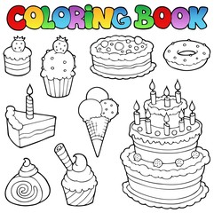 Coloring book various cakes 1