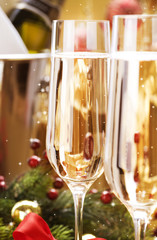 New Year Celebration. Two Champagne Glasses