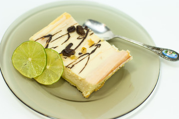 lemon pie sliced on a plate