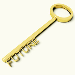Key With Future Text As Symbol For Destiny Or Evolution