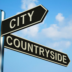 City Or Countryside Directions On A Signpost