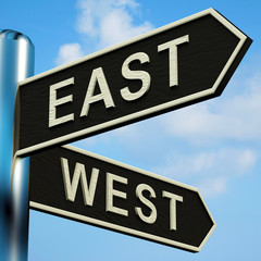Fototapeta premium East Or West Directions On A Signpost
