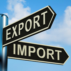 Export Or Import Directions On A Signpost - obrazy, fototapety, plakaty
