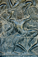 Bas Relief Kaurava fighter, Angkor Wat