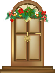 Fototapeta premium Porta con decorazione natalizia